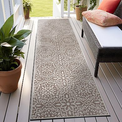 World Rug Gallery Contemporary Flowers Weather Resistant Indoor/Outdoor Area Rug