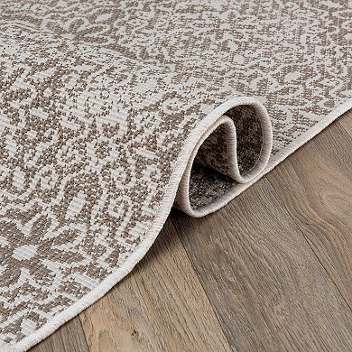 World Rug Gallery Contemporary Flowers Weather Resistant Indoor/Outdoor Area Rug