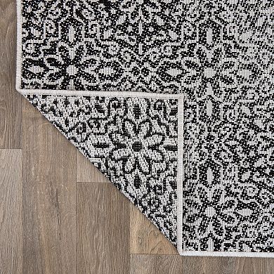 World Rug Gallery Contemporary Flowers Weather Resistant Indoor/Outdoor Area Rug