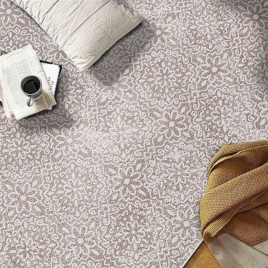 World Rug Gallery Contemporary Flowers Weather Resistant Indoor/Outdoor Area Rug