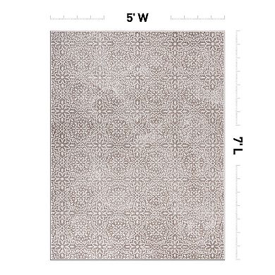 World Rug Gallery Contemporary Flowers Weather Resistant Indoor/Outdoor Area Rug