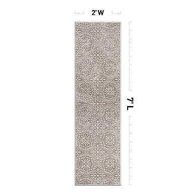 World Rug Gallery Contemporary Flowers Weather Resistant Indoor/Outdoor Area Rug