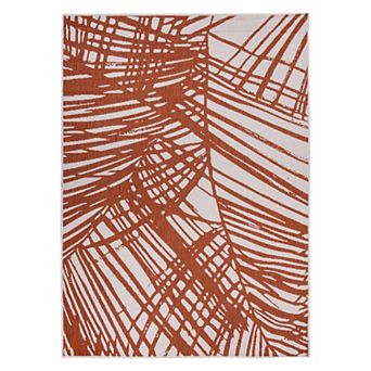 World Rug Gallery Contemporary Nature Inspired Tropical Leaves Indoor/Outdoor Area Rug
