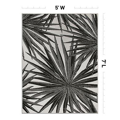 World Rug Gallery Tropical Leaves Nature Inspired Indoor/Outdoor Area Rug