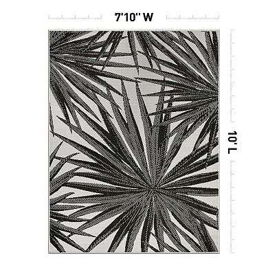 World Rug Gallery Tropical Leaves Nature Inspired Indoor/Outdoor Area Rug