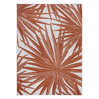World Rug Gallery Tropical Leaves Nature Inspired Indoor/Outdoor Area Rug
