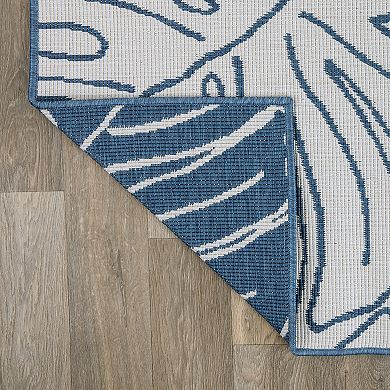 World Rug Gallery Contemporary Tropical Leaves Weather Resistant Indoor/Outdoor Area Rug