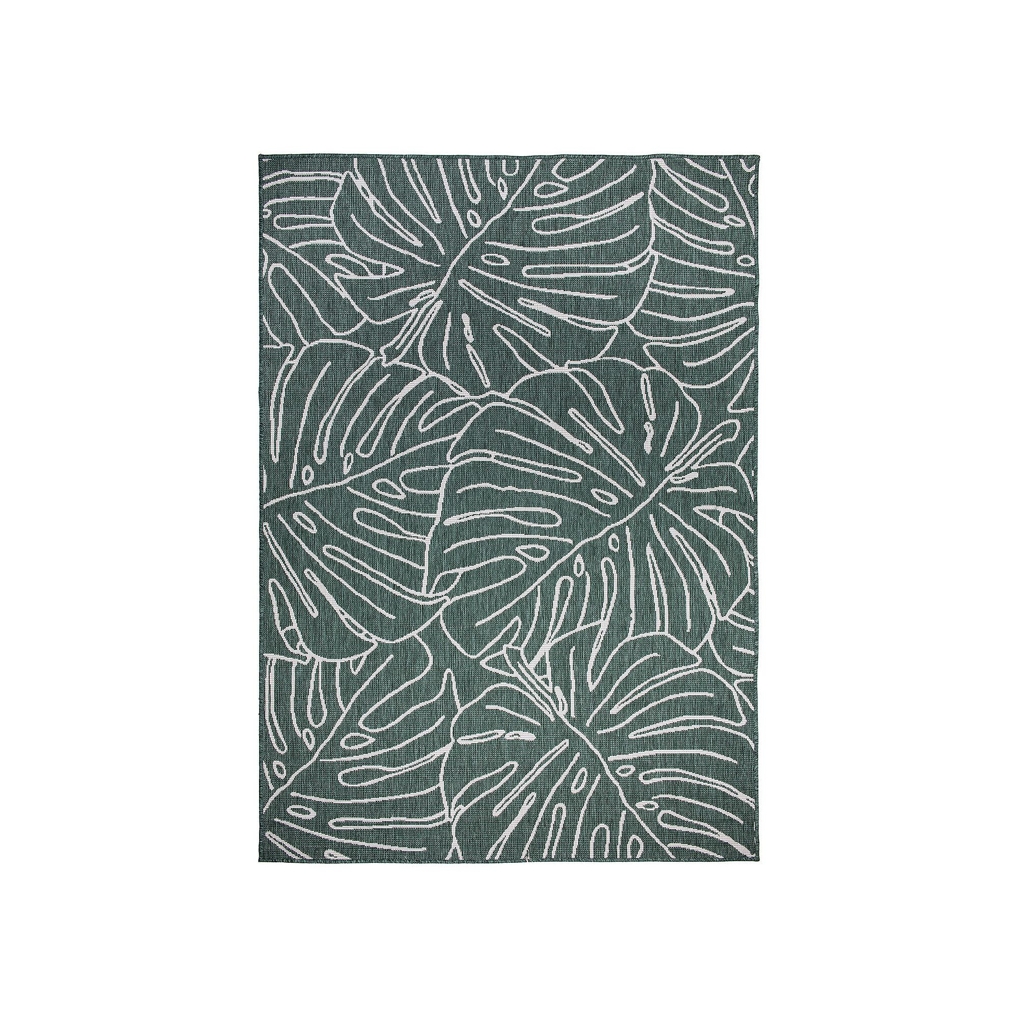 World Rug Gallery Contemporary Tropical Leaves Weather Resistant Indoor/Out
