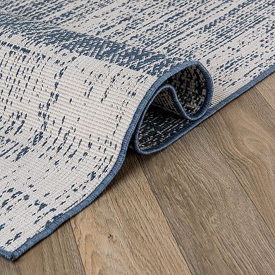 World Rug Gallery Contemporary Distressed Boxes Weather Resistant Indoor/Outdoor Area Rug