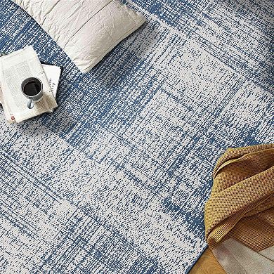World Rug Gallery Contemporary Distressed Boxes Weather Resistant Indoor/Outdoor Area Rug