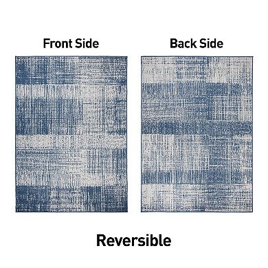 World Rug Gallery Contemporary Distressed Boxes Weather Resistant Indoor/Outdoor Area Rug