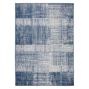 World Rug Gallery Contemporary Distressed Boxes Weather Resistant Indoor/Outdoor Area Rug