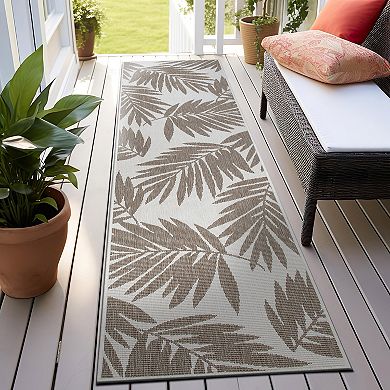 World Rug Gallery Contemporary Floral Leaves Nature Inspired Indoor/Outdoor Area Rug