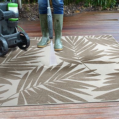 World Rug Gallery Contemporary Floral Leaves Nature Inspired Indoor/Outdoor Area Rug