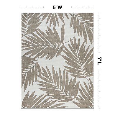 World Rug Gallery Contemporary Floral Leaves Nature Inspired Indoor/Outdoor Area Rug