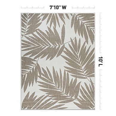 World Rug Gallery Contemporary Floral Leaves Nature Inspired Indoor/Outdoor Area Rug