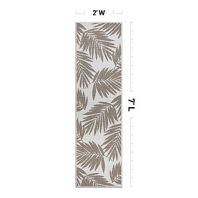 World Rug Gallery Contemporary Floral Leaves Nature Inspired Indoor/Outdoor Area Rug
