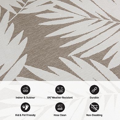 World Rug Gallery Contemporary Floral Leaves Nature Inspired Indoor/Outdoor Area Rug