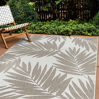 World Rug Gallery Contemporary Floral Leaves Nature Inspired Indoor/Outdoor Area Rug