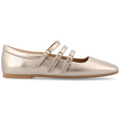 Journee Darlin Women's Tru Comfort Foam Multi Strap Square Toe Flats