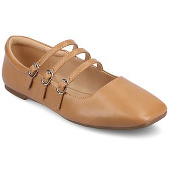 Journee Darlin Women's Tru Comfort Foam Multi Strap Square Toe Flats