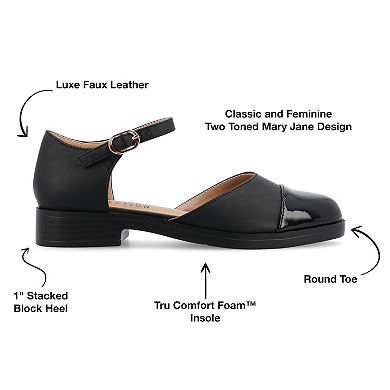 Journee Tesley Women's Tru Comfort Foam Two Tone Mary Jane Flats