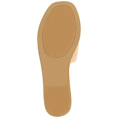 Journee Prisilla Women's Tru Comfort Foam Linen Slip On Slide Sandals