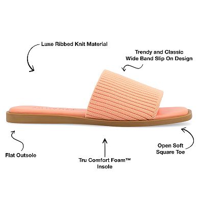 Journee Prisilla Women's Tru Comfort Foam Linen Slip On Slide Sandals