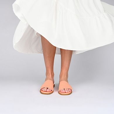 Journee Prisilla Women's Tru Comfort Foam Linen Slip On Slide Sandals