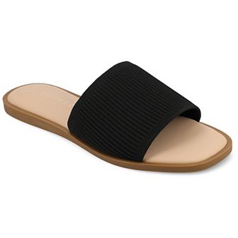 Journee Prisilla Women's Tru Comfort Foam Linen Slip On Slide Sandals