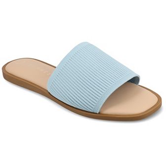 Journee Prisilla Women's Tru Comfort Foam Linen Slip On Slide Sandals