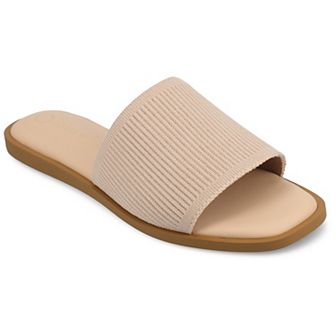 Journee Prisilla Women's Tru Comfort Foam Linen Slip On Slide Sandals