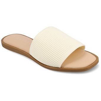 Journee Prisilla Women's Linen Slip On Slide Sandals