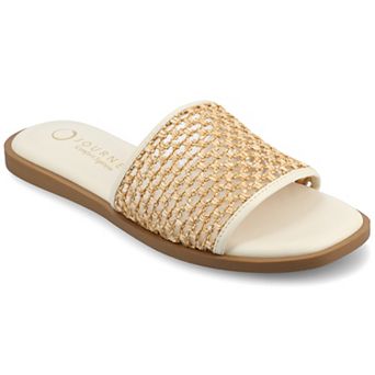 Journee Prisilla Women's Linen Slip On Slide Sandals