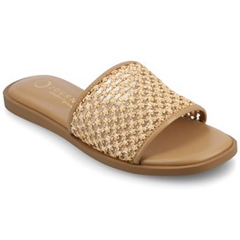 Journee Prisilla Women's Linen Slip On Slide Sandals