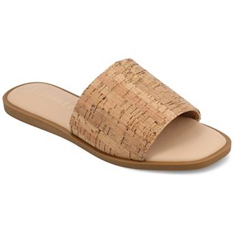 Journee Prisilla Women's Linen Slip On Slide Sandals