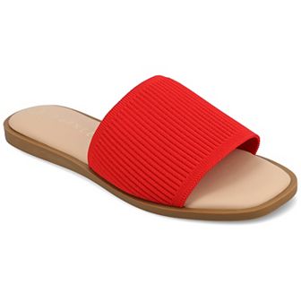 Journee Prisilla Women's Tru Comfort Foam Linen Slip On Slide Sandals