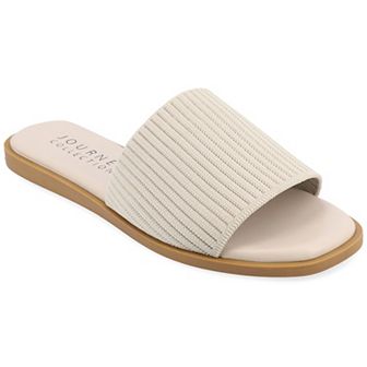 Journee Prisilla Women's Tru Comfort Foam Linen Slip On Slide Sandals