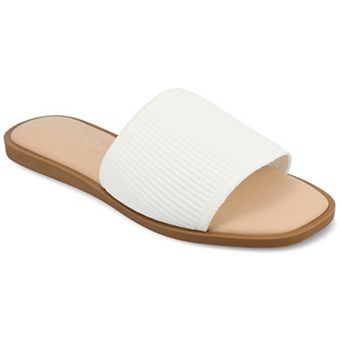 Journee Prisilla Women's Linen Slip On Slide Sandals