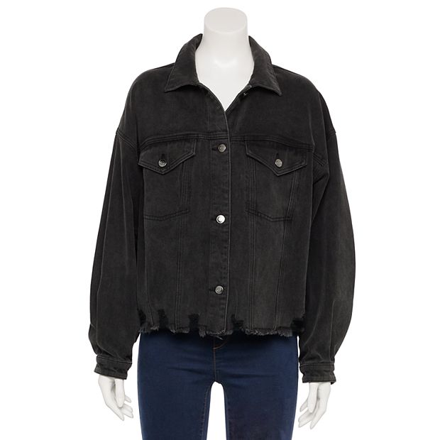 Juniors Project Indigo Destructed Stretch Denim Jacket