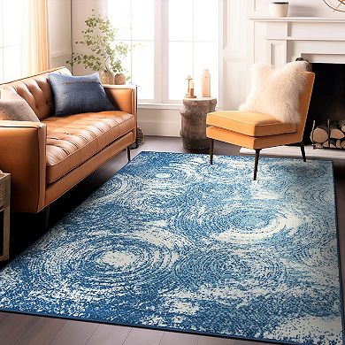 World Rug Gallery Contemporary Distressed Circles Area Rug