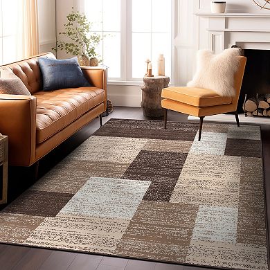 World Rug Gallery Contemporary Distressed Boxes Area Rug