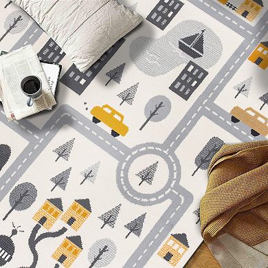 World Rug Gallery Adventureville Kids Play Road Area Rug
