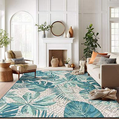 World Rug Gallery Contemporary Tropical Floral Indoor/Outdoor Area Rug