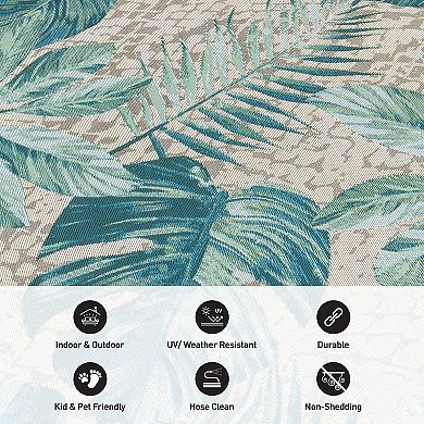 World Rug Gallery Contemporary Tropical Floral Indoor/Outdoor Area Rug