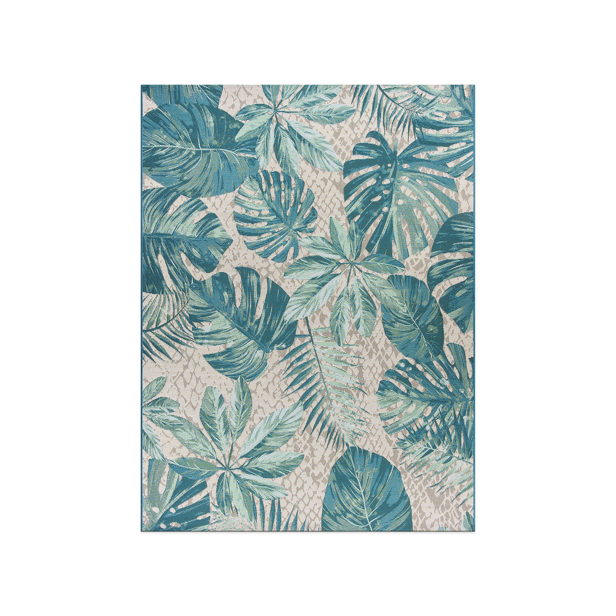 World Rug Gallery Contemporary Tropical Floral Indoor/Outdoor Area Rug, Blu