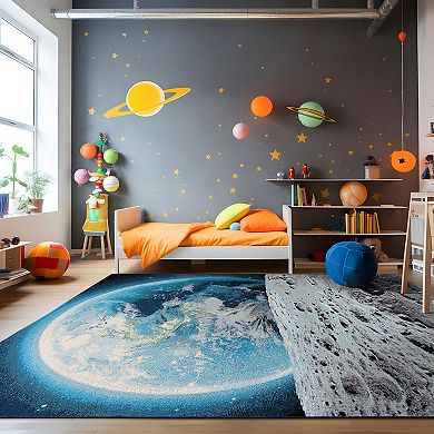 World Rug Gallery Galaxy Collection Adventure Moon Indoor/Outdoor Area Rug