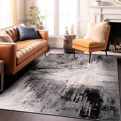 World Rug Gallery Bari Contemporary Abstract Art Area Rug