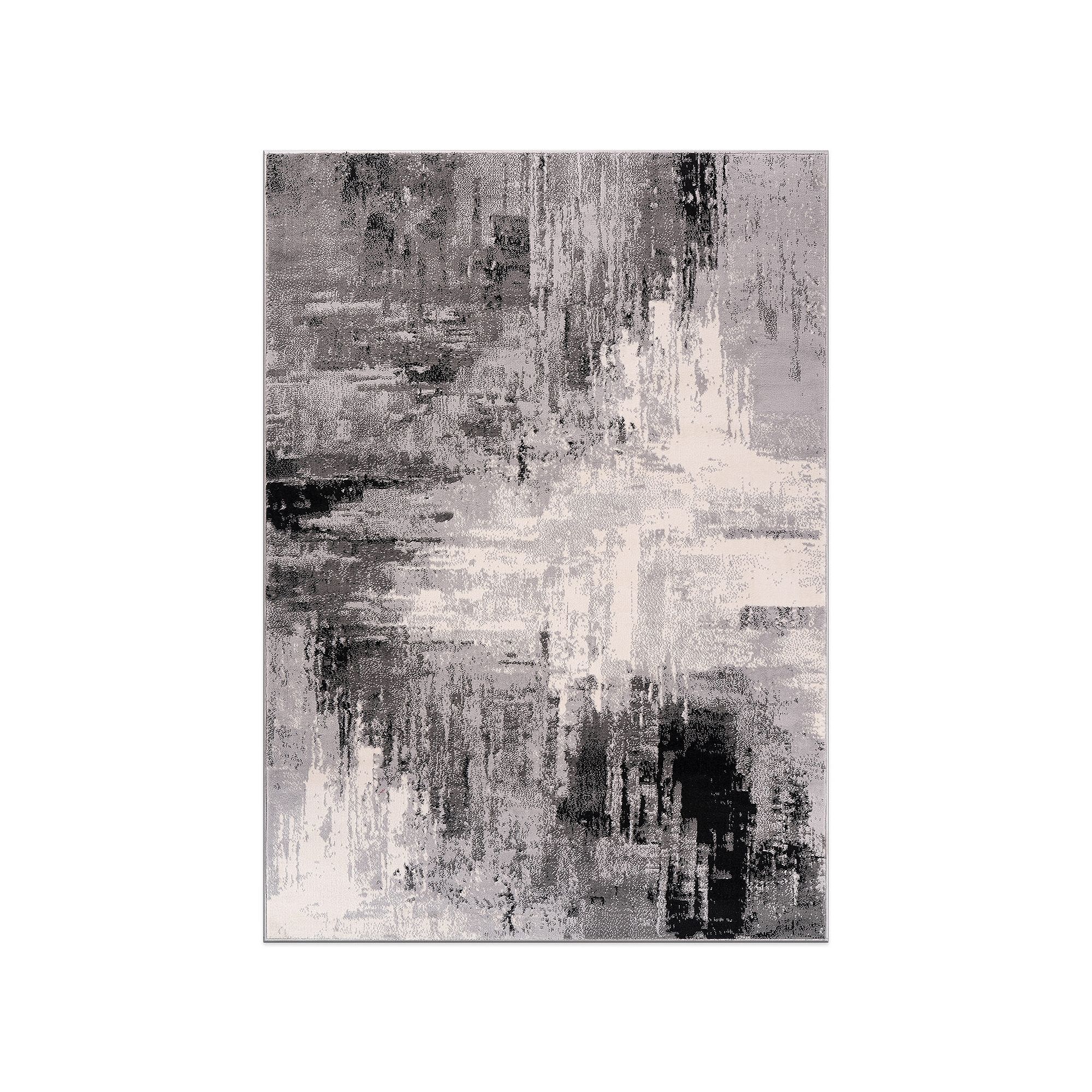 World Rug Gallery Bari Contemporary Abstract Art Area Rug, Black