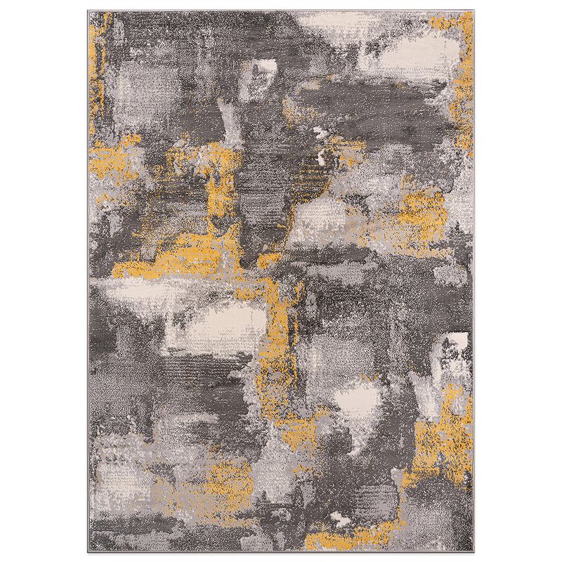 World Rug Gallery Brighton Modern Abstract Area Rug - Yellow 2 x7